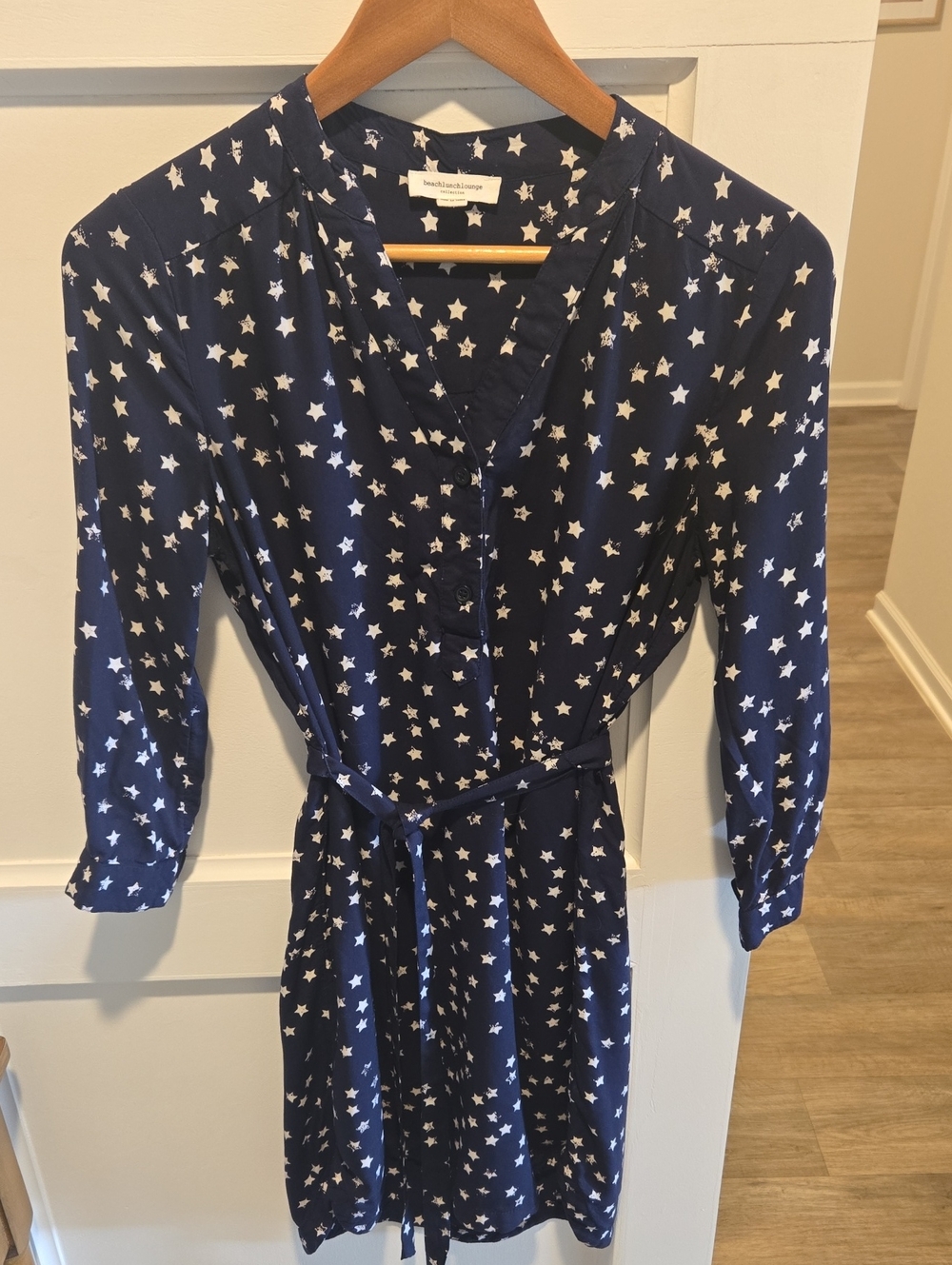 beachlunchlounge Navy Star-Print Long Sleeve Dress